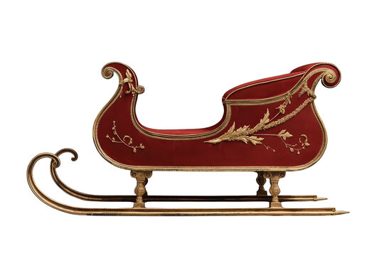 Modern red christmas sleigh presented as an isolated design element variation 84