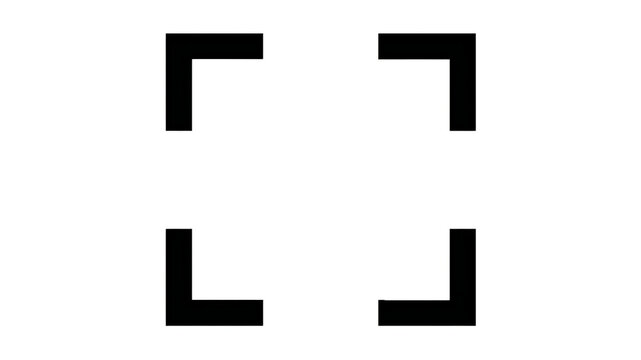 Minimalist fullscreen expand icon featuring four black L-shaped corner brackets on white