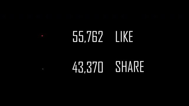 4K Social Media Like Share Counter Heart Red 99999 77777 Loop