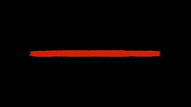 Red paint brush stroke underline animation, hand drawn emphasis line, isolated lower third text overlay element