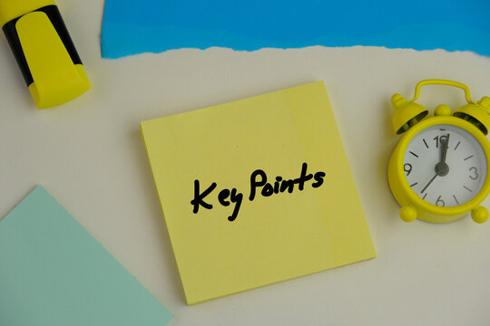 text KEY POINTS on short note texture background of yellow