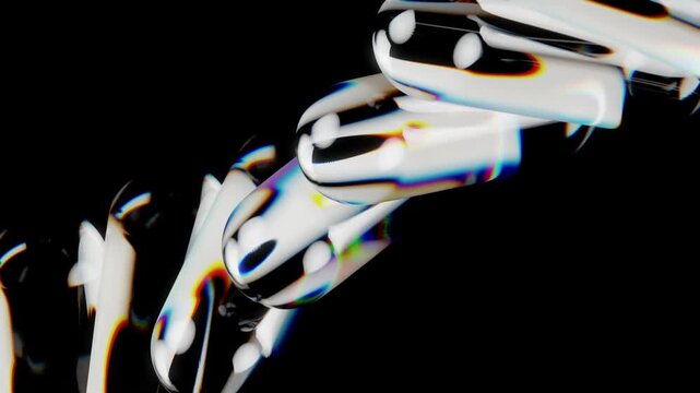 glass dispersion effect bright glow video of glass fluid on dark backdrop, 4k seamless looping