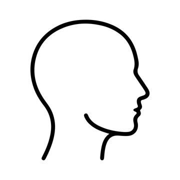 Human head profile outline, minimalist face silhouette symbol, psychology, identity and thinking concept icon