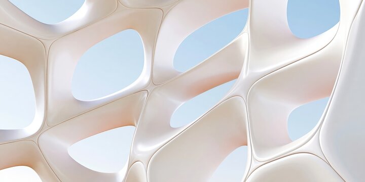 Abstract white organic cell structure with soft blue background