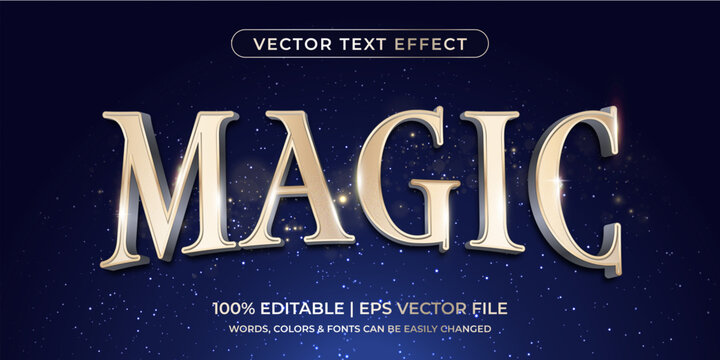 Magical Gold Elegant 3D Vector Text Effect Editable Sparkle Typography Template