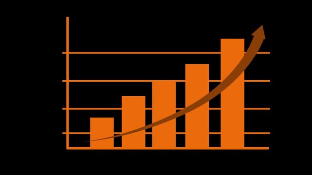 Ascending bar chart with curved upward arrow animation