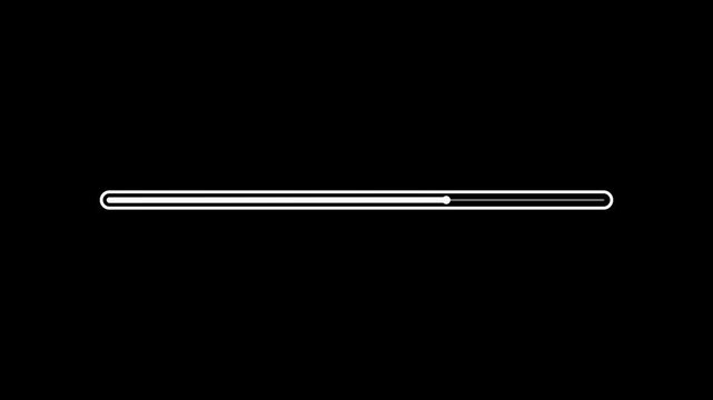 White minimal progress bar loading animation, clean system buffer status line graphic, video overlay element