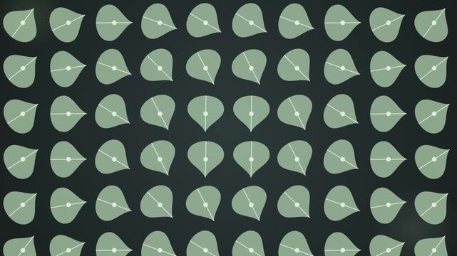 Seamless pattern of green leaves on dark background