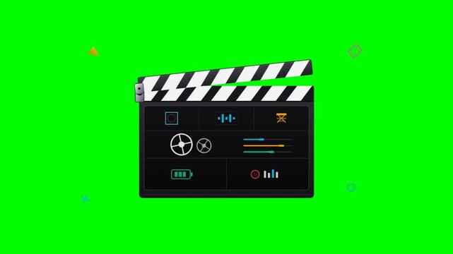 Professional Film Clapperboard on Chroma Key Green Screen Background