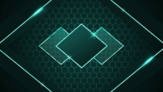 Abstract geometric background with hexagon pattern diamond frames and glowing lines for luxury technology design animation