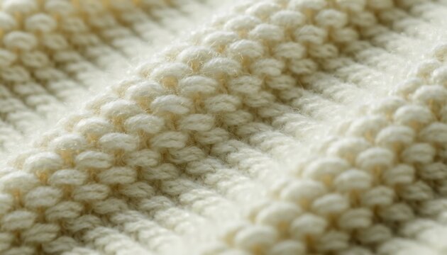 Macro close up of soft cream knitted ribbed texture fabric background