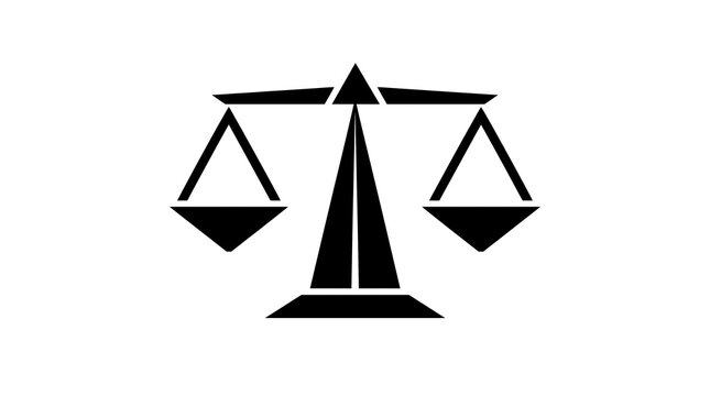 Justice Scale Silhouette Balancing Minimalist Geometric Icon For Corporate Legal Compliance Background