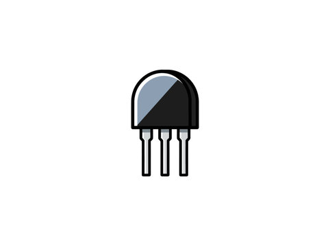 Small Three Leg Transistor With Rounded Black And Gray Semiconductor Body Vector Illustration