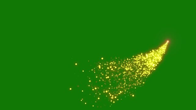 Golden Glowing Particle Trail with Sparkling Dust and Comet Light Effect, Elegant Curved Motion on Black Background, Cinematic Abstract VFX Animation