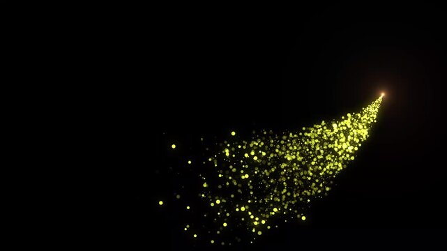 Golden Sparkling Particle Trail &mdash; Glowing Magic Dust Comet Loop (Black Background)