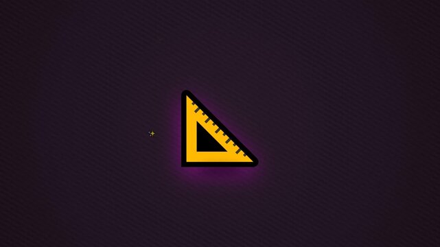 Geometric yellow triangle ruler on dark purple background