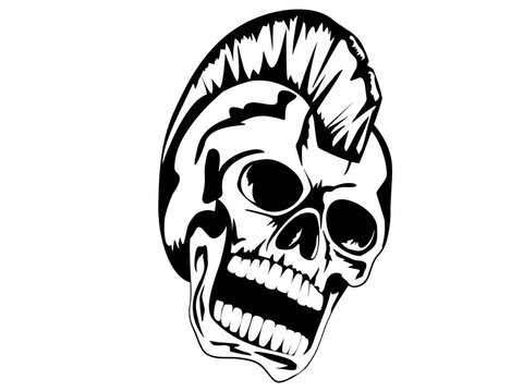 Rocker punk skull with mohawk hairstyle