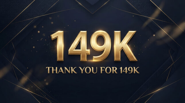Thank You 149K Followers Gold Milestone Celebration Banner With Luxury Dark Background