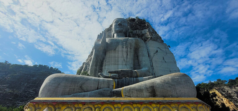 A large stone Buddha  carved