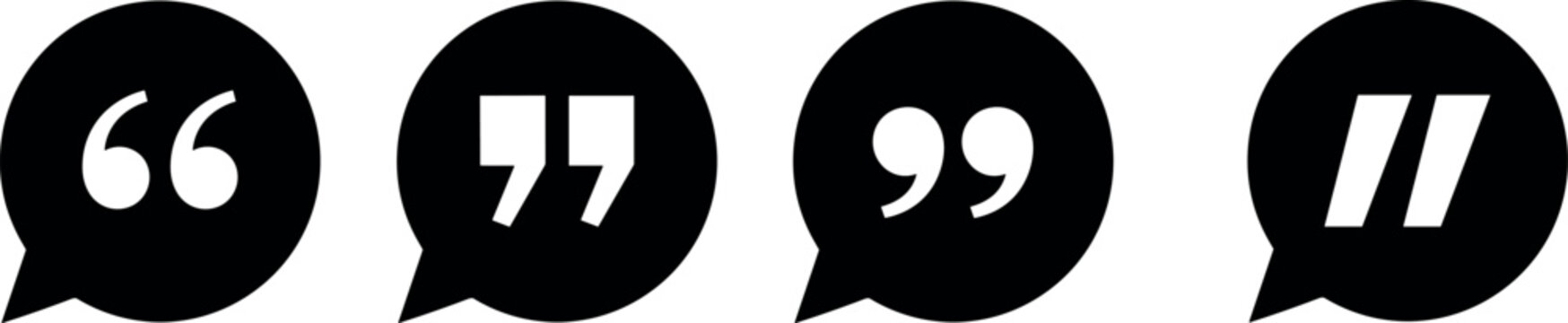 Set of black quote speech bubble icons vector illustration with quotation mark symbol for chat and comment design