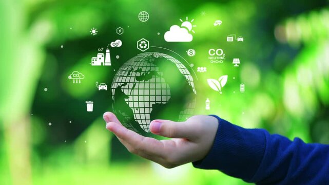 ESG icon concept. Environment, society and governance. Energy of natural gas sustainable and ethical business on network connection on green background.