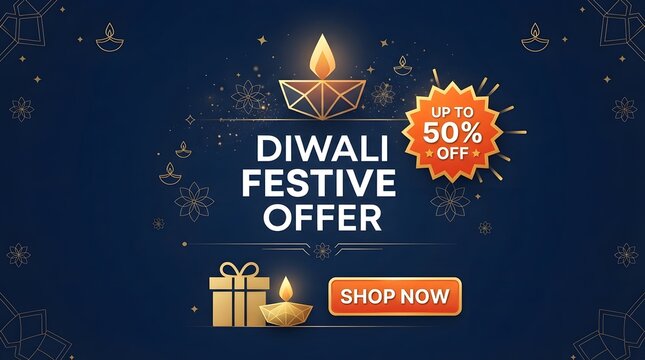 Diwali festive offer up to 50% off shopping banner
