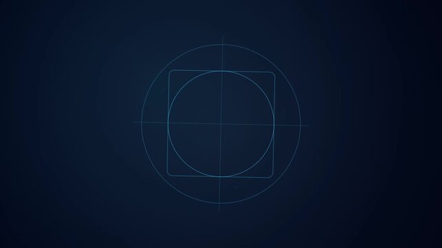 Minimalist geometric blueprint design with circular and square shapes