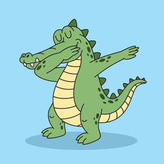 Obraz premium cartoon crocodile doing the dab dance