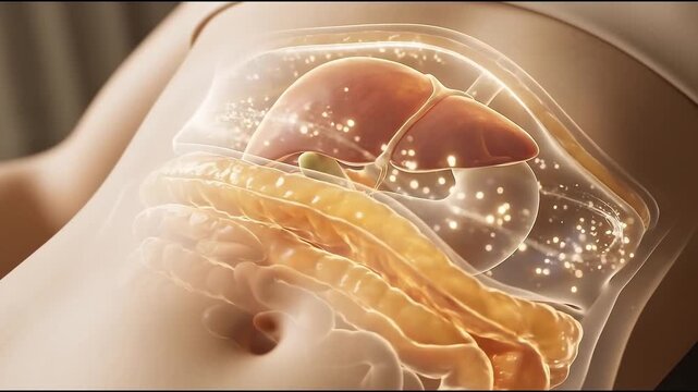 Visceral Fat and Fatty Liver with Insulin Resistance and Glucose Metabolism, Medical Visualization