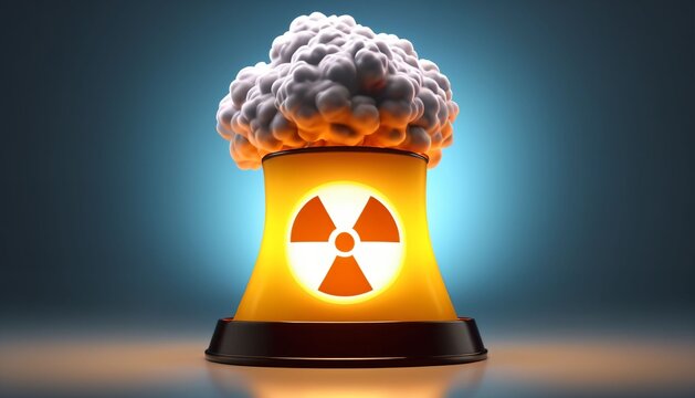 Radioactive container emitting thick gray smoke