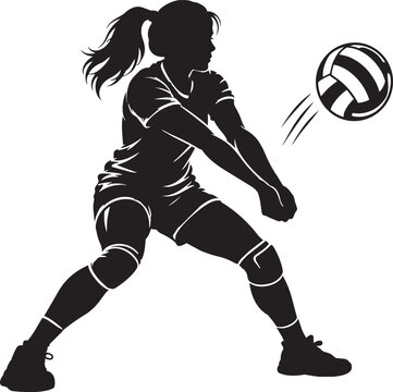 female volleyball player bumping ball silhouette design vector illustration