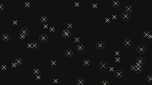 Abstract black background with scattered glowing X symbols