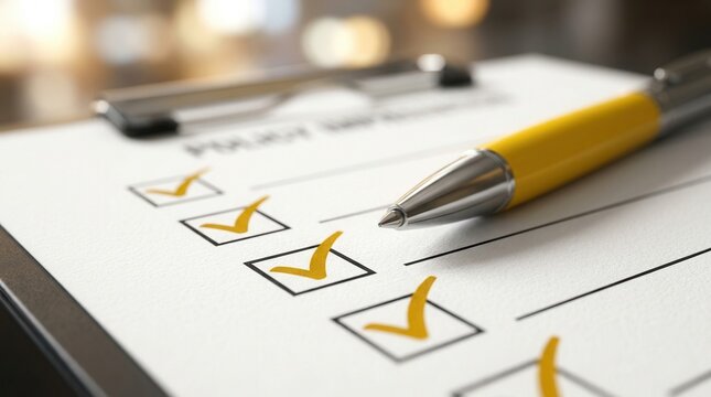 Close-up of a policy implementation checklist showing completed tasks and attachment details.