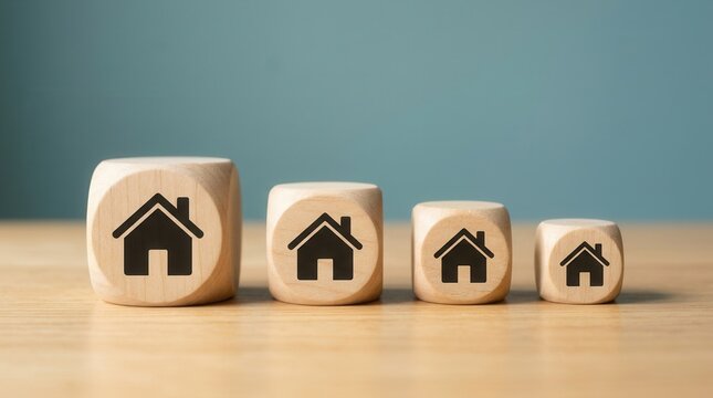 Downsizing property through smaller houses for retirement time concept.