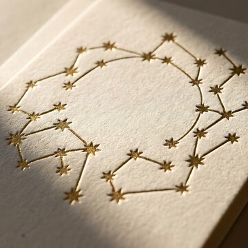 Gold foil constellation pattern on textured paper