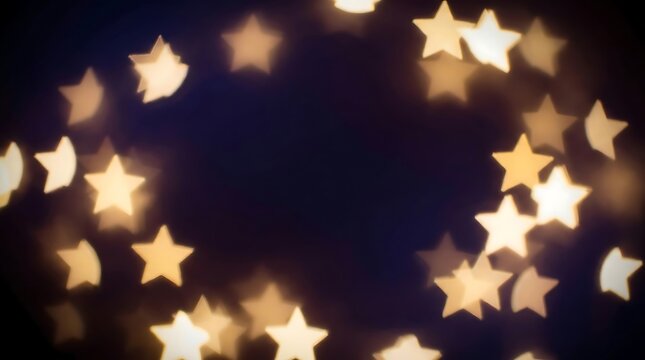 Abstract star shaped bokeh lights on dark background