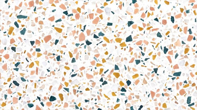 Seamless White Terrazzo Stone Texture with Colorful Chips