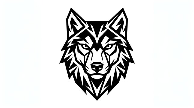 Fierce Wolf Head Vector Illustration, Wild Animal Face Icon and Tribal Tattoo Design, Powerful Predator Mascot Symbol for Wildlife, Nature and Graphic Art Isolated on White Background