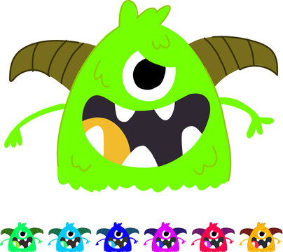 beast monster with horns cartoon. creature demon, minotaur satyr, chimera dragon beast monster with horns sign vector