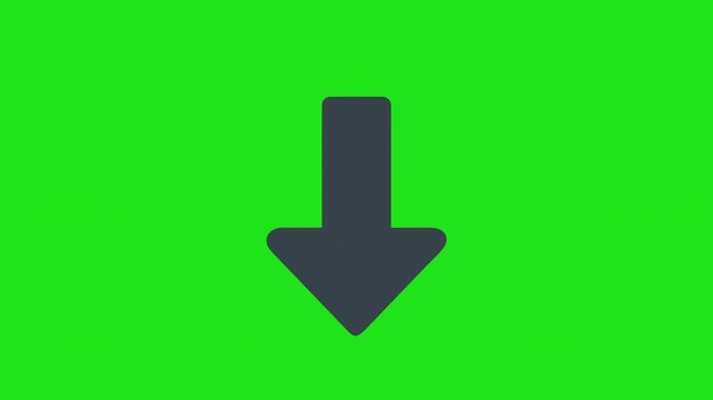 Down Arrow Direction and Navigation Symbol Animation Green Screen Background. 4K Resolution