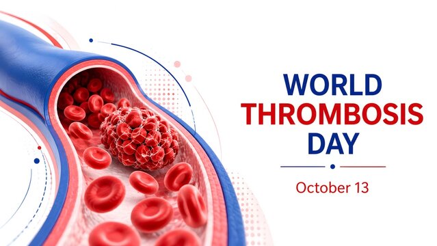World Thrombosis Day Medical Concept With Blood Clot In Vascular Vessel