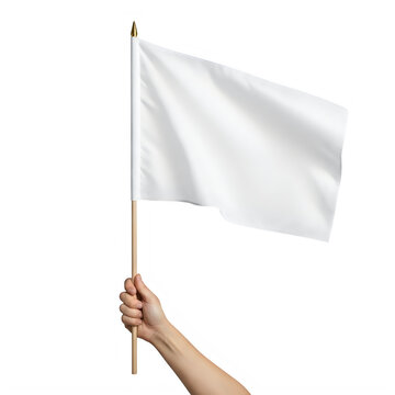 Hand holding blank white flag