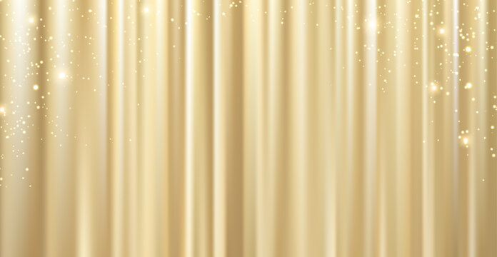 Golden Curtain with Sparkling Lights &ndash; Luxury Shining Background
