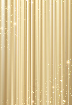Golden Curtain with Sparkling Lights &ndash; Luxury Shining Background
