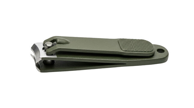 Green nail clippers on transparent background