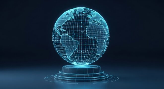 Globe with digital network connections illustration