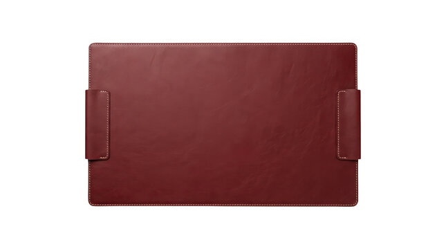 Red leather desk pad on transparent background