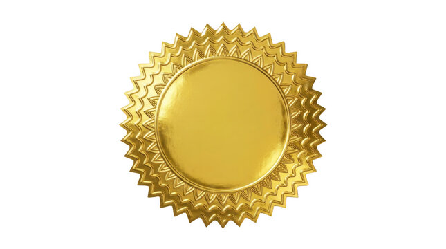 Blank gold seal on transparent background