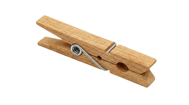 Wooden clothespin on transparent background