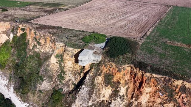 German World War II concrete bunker built in HKB Heuqueville Normandy France